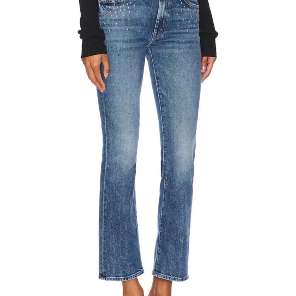 Mother Superior Metal Magic Insider Flood jeans 28 ankle studded blue cropped - Picture 3 of 15